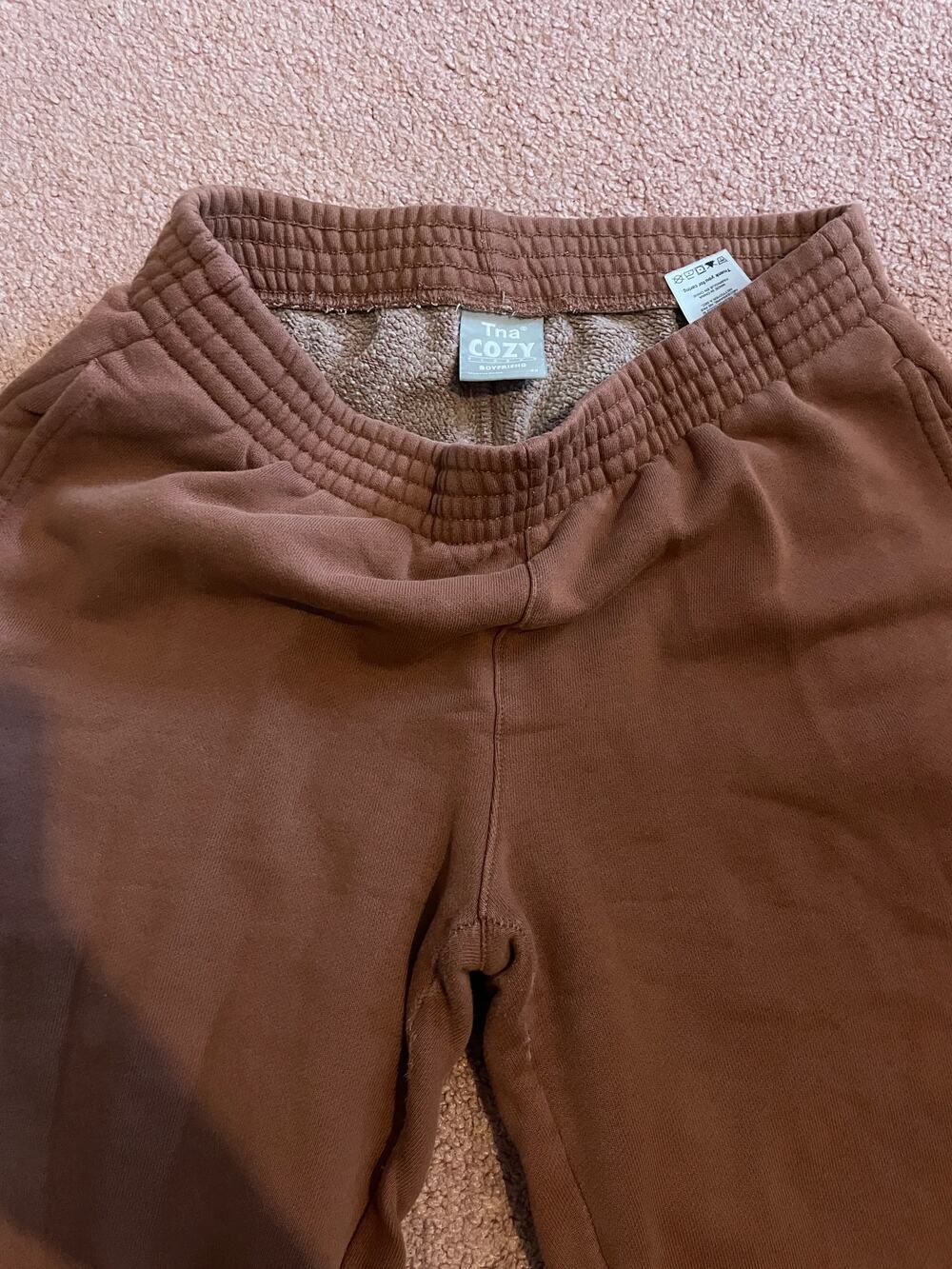 TNA Aritzia Cozy Fleece Brown Straight-Leg Sweatpants XS